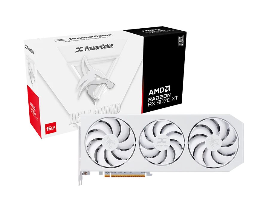 PowerColor Hellhound Spectral White AMD Radeon RX 9070 XT 16GB GDDR6